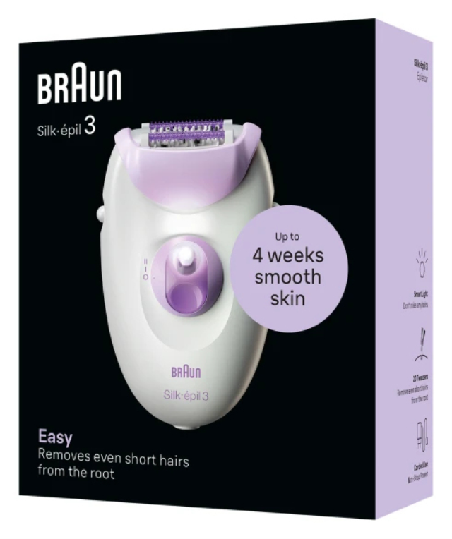 DEPILADORA ELECTRICA BRAUN SILK-EPIL 3 SE3-000 RODILLO MASAJE LUZ SMARTLIGHT - detalle