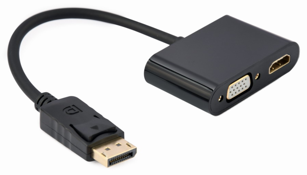 DISPLAY GEMBIRD PORT MACHO A HDMI HEMBRA + CABLE ADAPTADOR VGA HEMBRA NEGRO