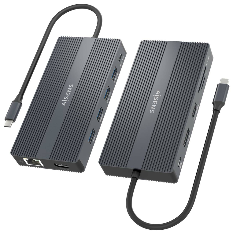 DOCK AISENS 12 EN 1 USB-C A 2xHDMI DP RJ45 4xUSB-A USB-C USB-C PD 20CM - detalle