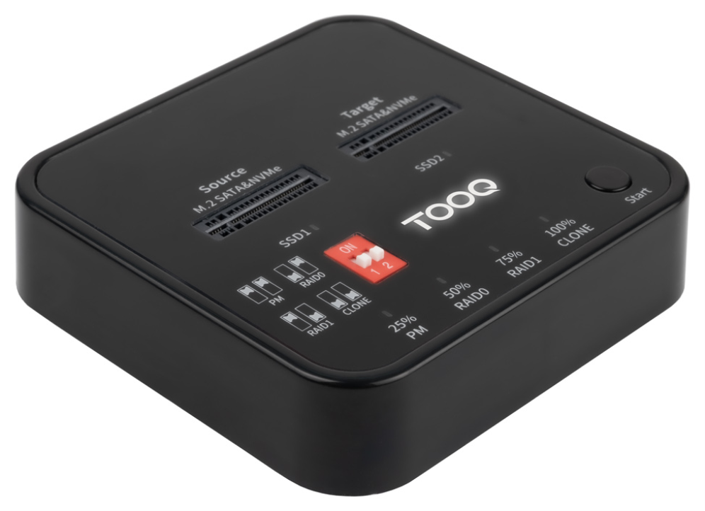 TooQ Docking Station USB-C 3.2 Gen 2 Dual Bay para SSD M.2 NGFF/NVMe Clonador. Negro