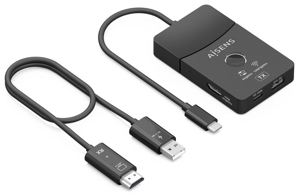 DOCKING AISENS USB-C A HDMI 1080P60HZ INALAMBRICO HDMI 4K60HZ 2USB-C USB PD 100W