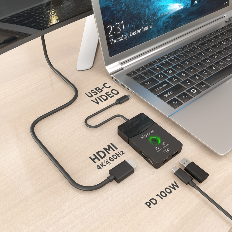 DOCKING AISENS USB-C A HDMI 1080P60HZ INALAMBRICO HDMI 4K60HZ 2USB-C USB PD 100W - detalle