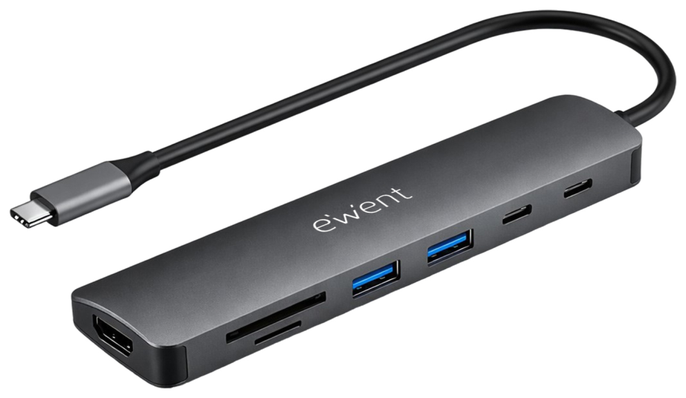 DOCKING EWENT EW1152 USB-C 7EN1 HDMI USB-C 2XUSB-A LECTOR SD MICROSD