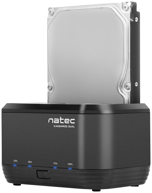 DOCKING STATION NATEC KANGAROO DUAL USB 3.0 SATA NEGRA - detalle