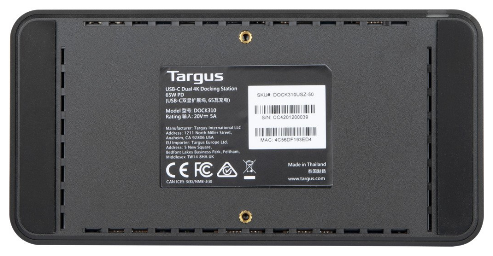DOCKING STATION TARGUS TIPO C A USB-C X2 USB-A X3 HDMI X2 DUAL 4K HDMI 65 W - detalle