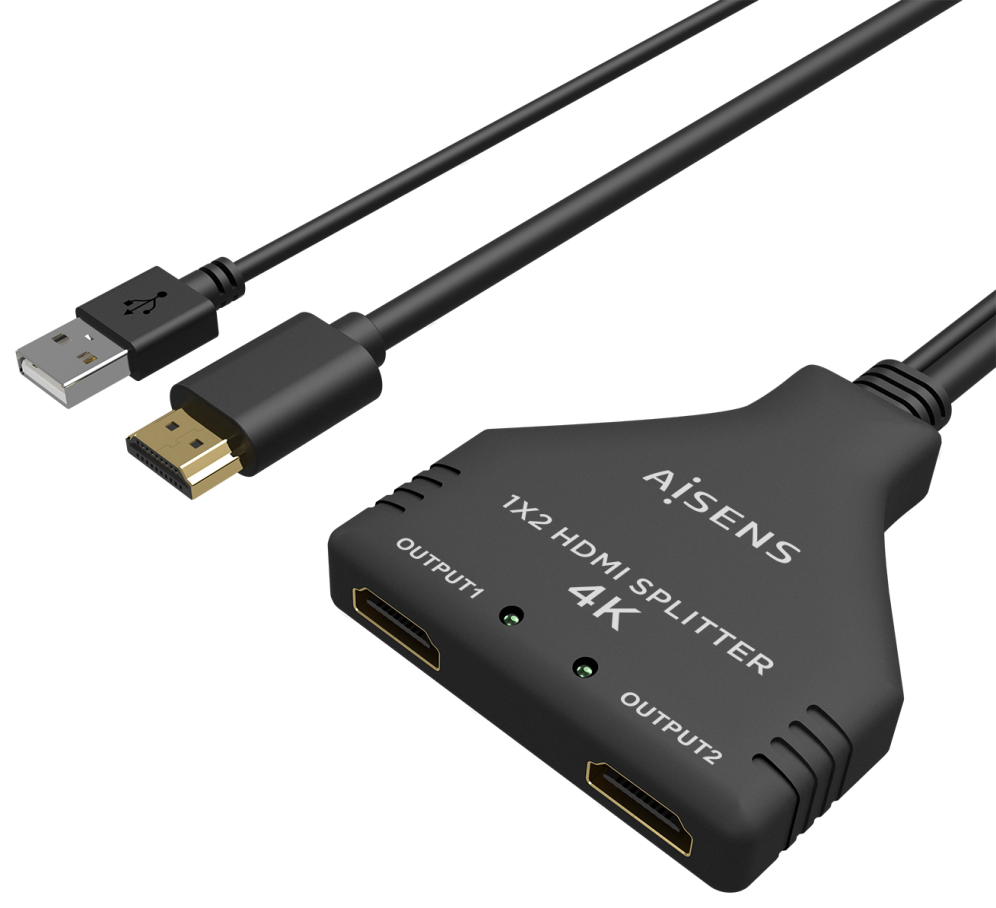 DUPLICADOR AISENS HDMI 4K30HZ 1X2 CON ALIMENTACION USB 30CM - detalle