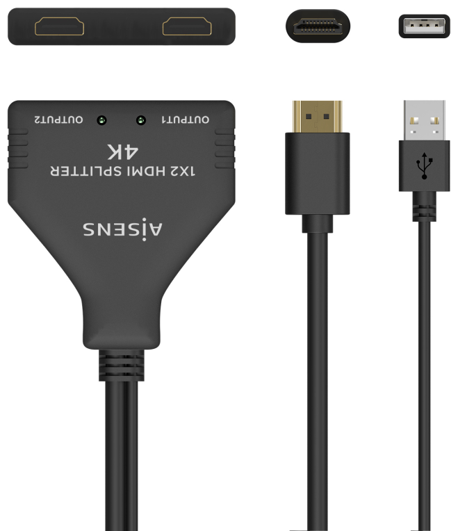DUPLICADOR AISENS HDMI 4K30HZ 1X2 CON ALIMENTACION USB 30CM - detalle
