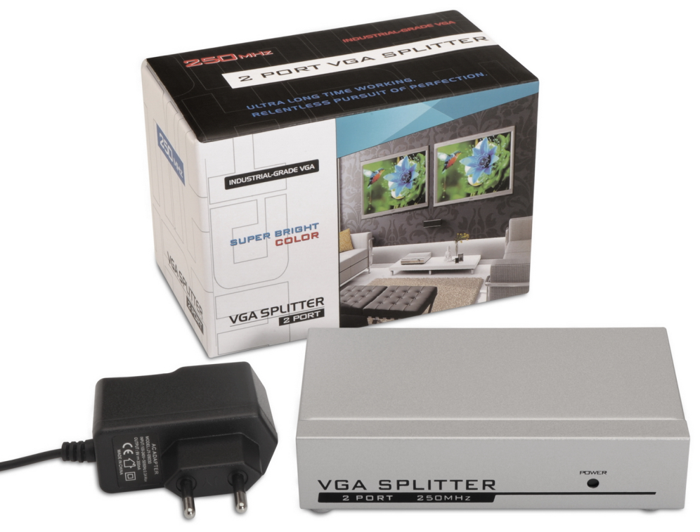 DUPLICADOR AISENS SVGA PARA 2 MONITORES CON ALIMENTACION - detalle