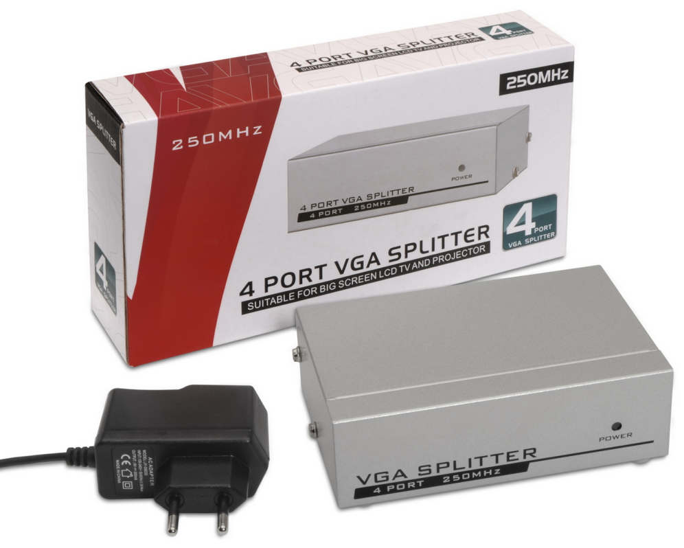 DUPLICADOR AISENS SVGA PARA 4 MONITORES CON ALIMENTACION - detalle