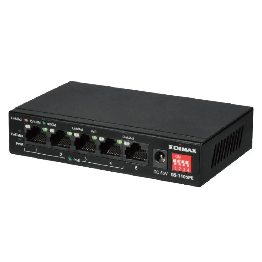 Edimax GS-1105PE Swithc 5xGbE (4PoE+) LR - detalle