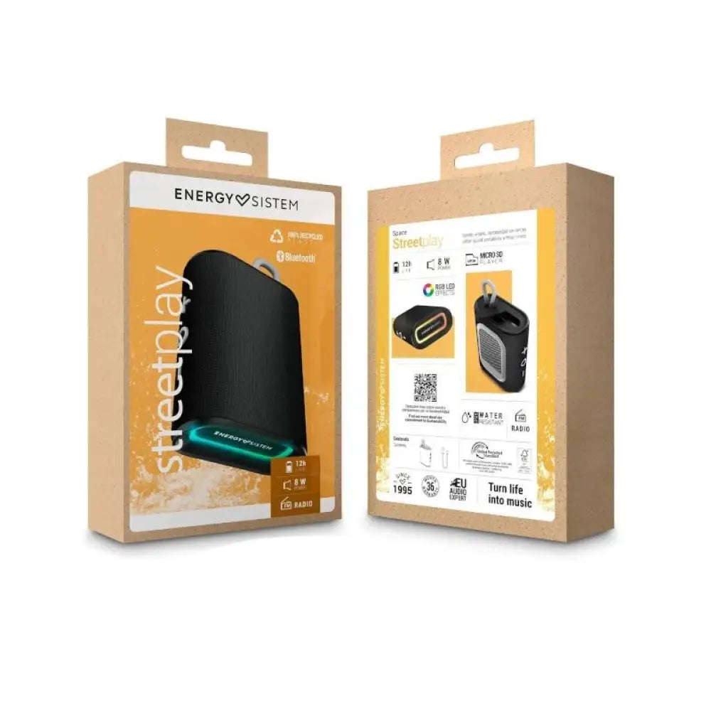 Altavoz portátil Energy Sistem StreetPlay Space BT con diseño compacto y botones de control visibles en el alt image.