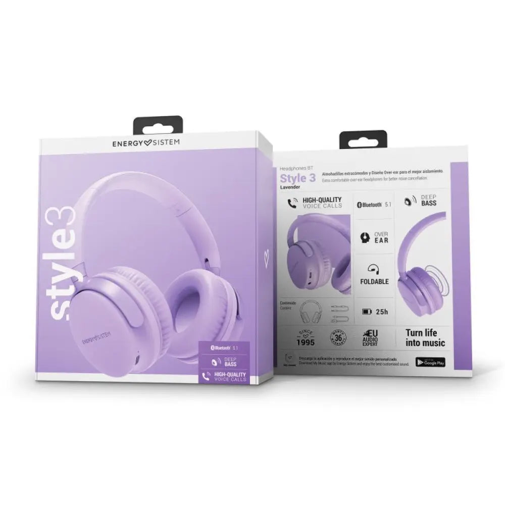 ENERGY SISTEM Auriculares BT Style 3 Lavender - detalle