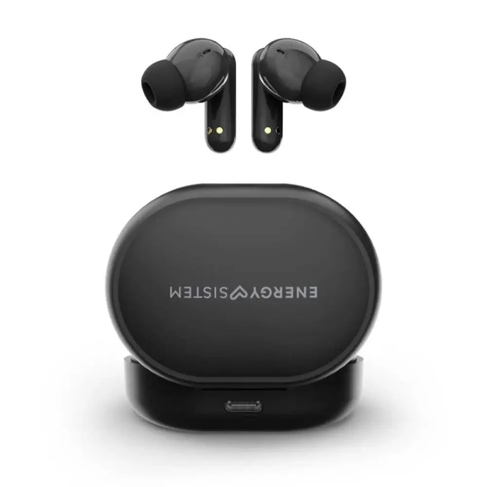 Auriculares Energy Sistem Chill ANC negros con micrófono, diseño compacto y cómodo para audio y llamadas.