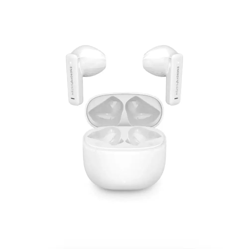 Auriculares Energy Sistem StreetMusic blancos con micrófono, diseño cómodo y estilo moderno para escuchar música y hacer llamadas.