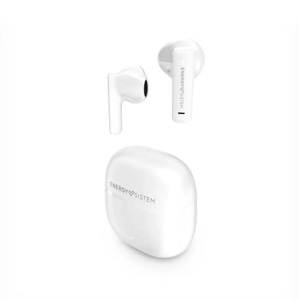 Auriculares con micrófono Energy Sistem StreetMusic blancos en uso, diseño compacto y cómodo para escuchar música y llamadas.