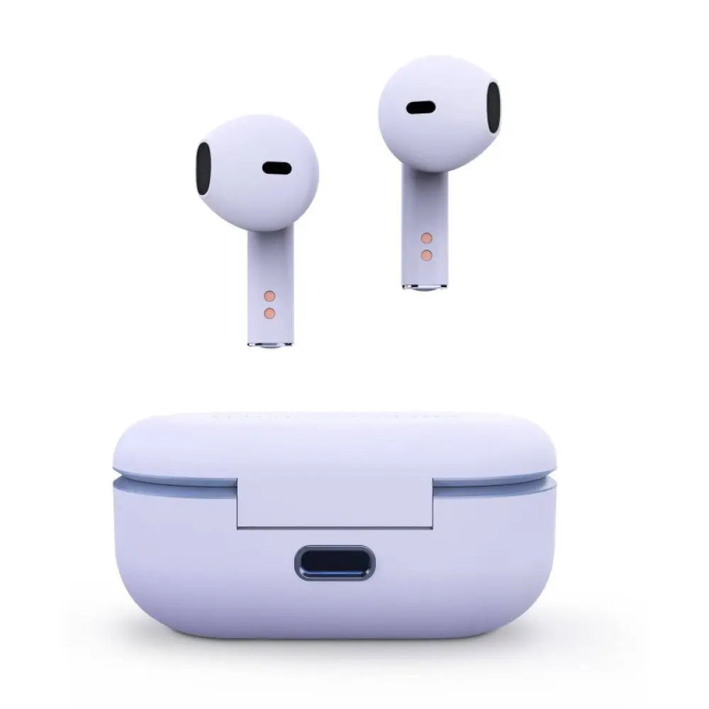 Auriculares con micrófono Energy Sistem TW Style 4 en color violeta, diseño compacto y cómodo para escuchar música y llamadas.