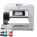 Impresora multifunción Epson EcoTank ET-5885 con función de inyección y fax, mostrando el panel y bandeja de papel.