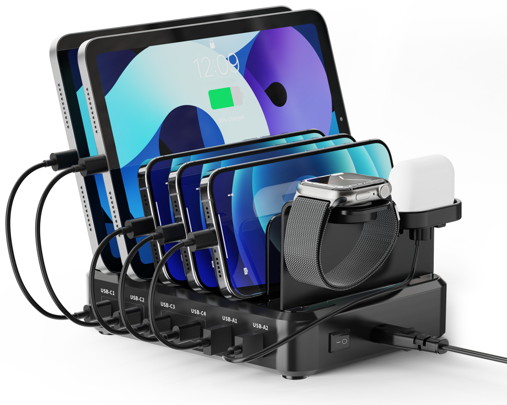 ESTACION CARGA EWENT EW1335 USB-C+USB-A 130W 6 DISPOSITIVOS