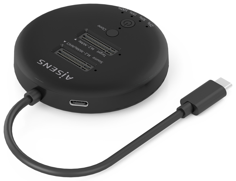 ESTACION DOCKING AISENS DOBLE BAHIA NVME USB 3.2 GEN2X2 CLONE NEGRO - detalle