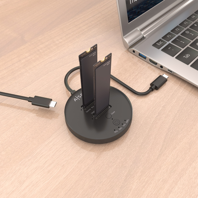 ESTACION DOCKING AISENS DOBLE BAHIA NVME USB 3.2 GEN2X2 CLONE NEGRO - detalle