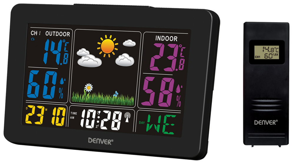 ESTACION METEOROLOGICA DENVER EN COLOR CON SENSOR EXTERIOR