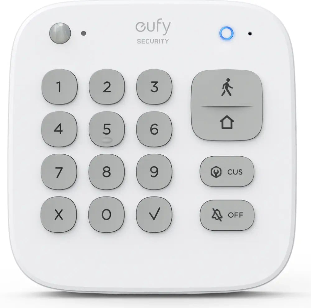 Sistema de seguridad inteligente Eufy con cerradura, sensores de movimiento y alarma para protección del hogar.