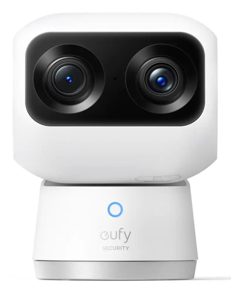 Eufy Security Indoor Cam S350. cámara doble. cámara de seguridad con resolución 4K UHD. zoom de 8× y PTZ de 360°. IA para personas y mascotas. ideal para monitor de bebé/cámara para mascotas/seguridad del hogar. Wi-Fi de doble banda - detalle