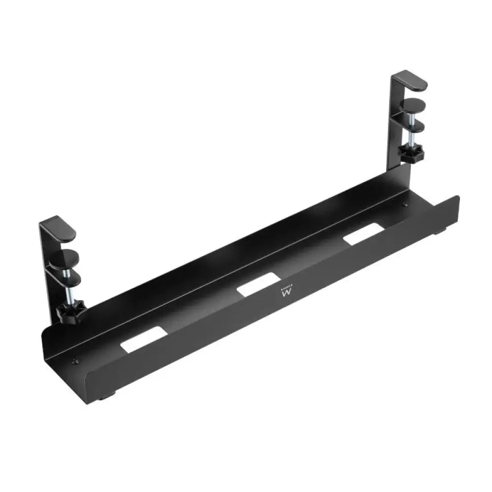 Bandeja para escritorio EWENT para cables y accesorios PC, superficie negra con espacio para organizar cables.