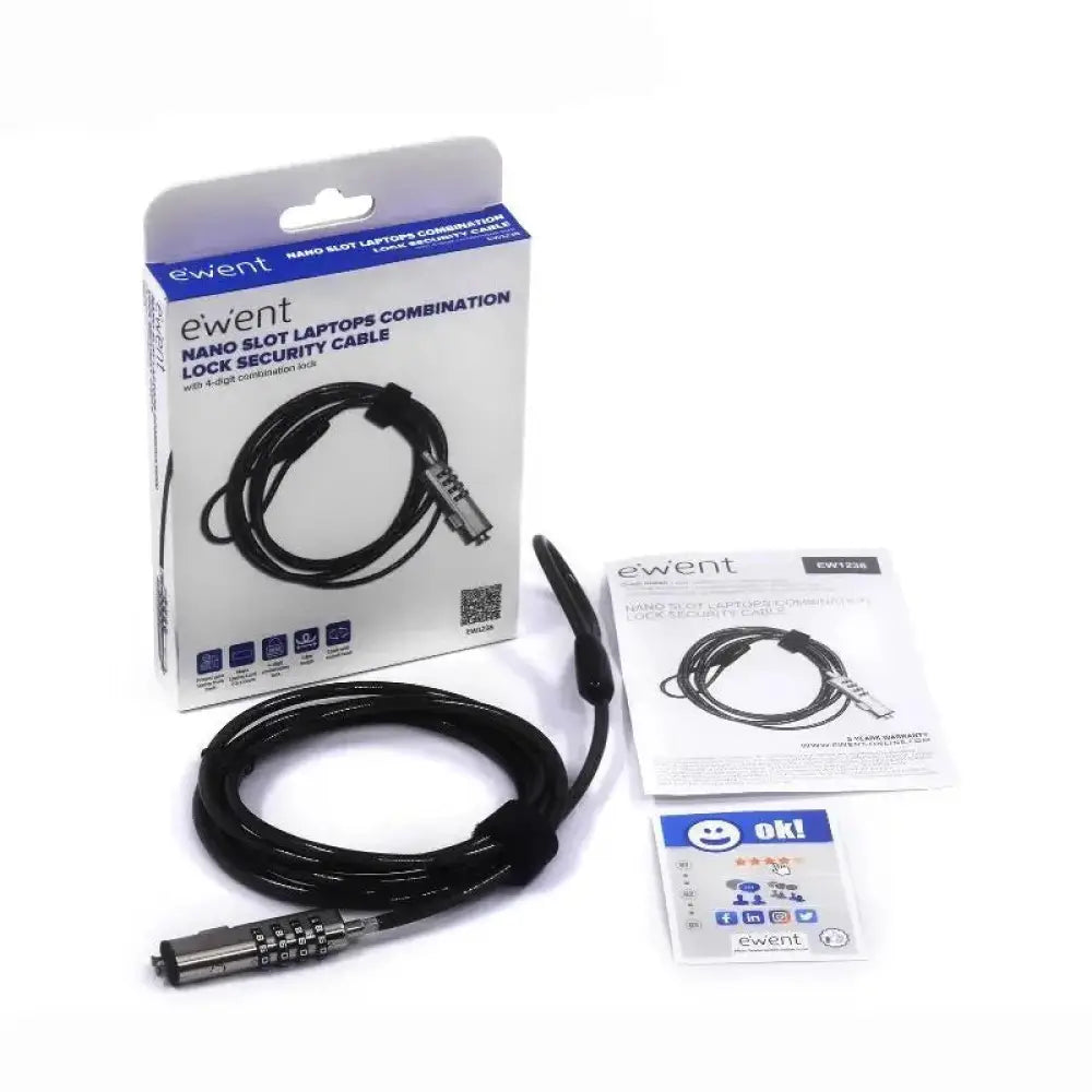 EWENT Cable Seguridad Nano combinacion - detalle