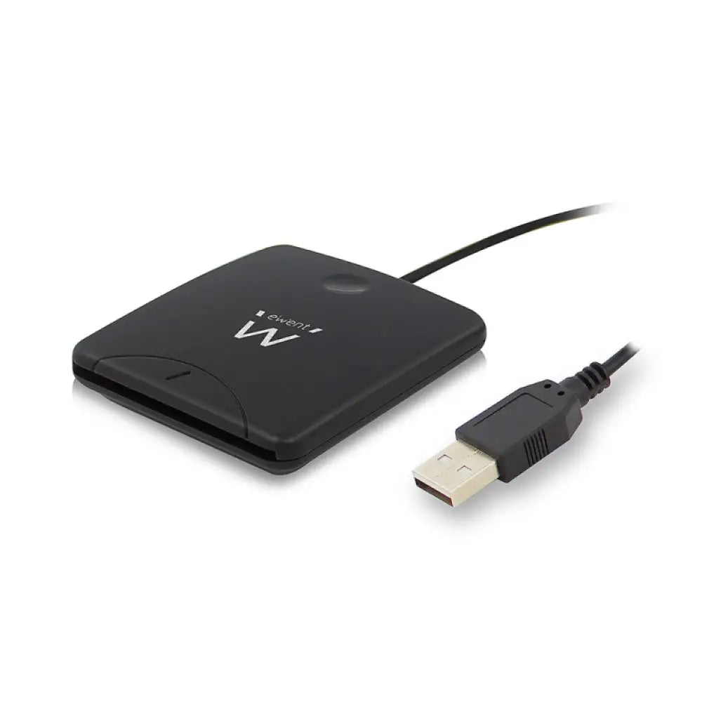 Lector de tarjeta inteligente USB EWENT EW1052 en color negro conectado a un equipo.