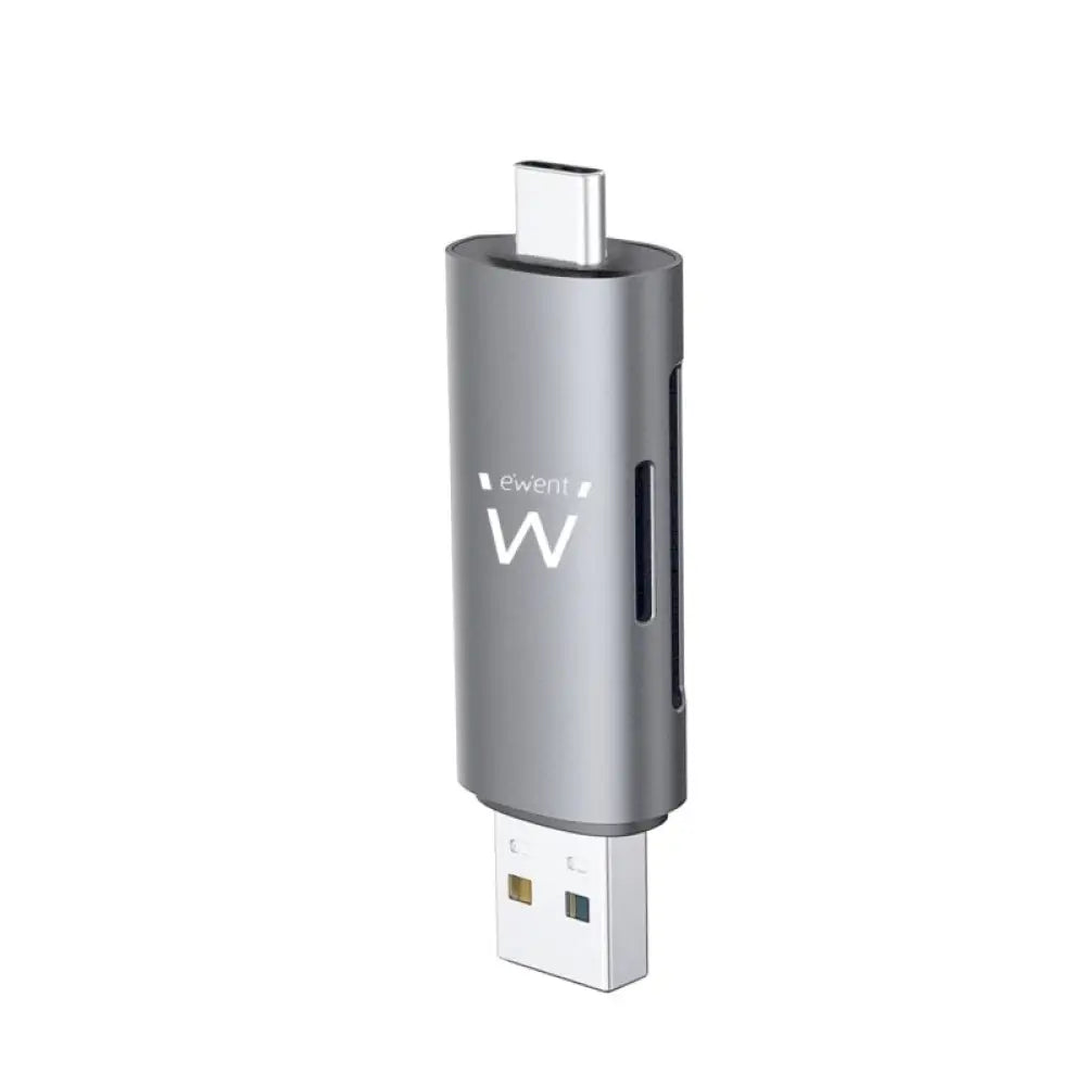 Lector de tarjetas flash EWENT EW1075 USB 3.1 Gen 1 compacto, compatible con tarjetas SD y microSD, en color negro.