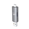 Lector de tarjetas flash EWENT EW1075 USB 3.1 Gen 1 compacto, compatible con tarjetas SD y microSD, en color negro.