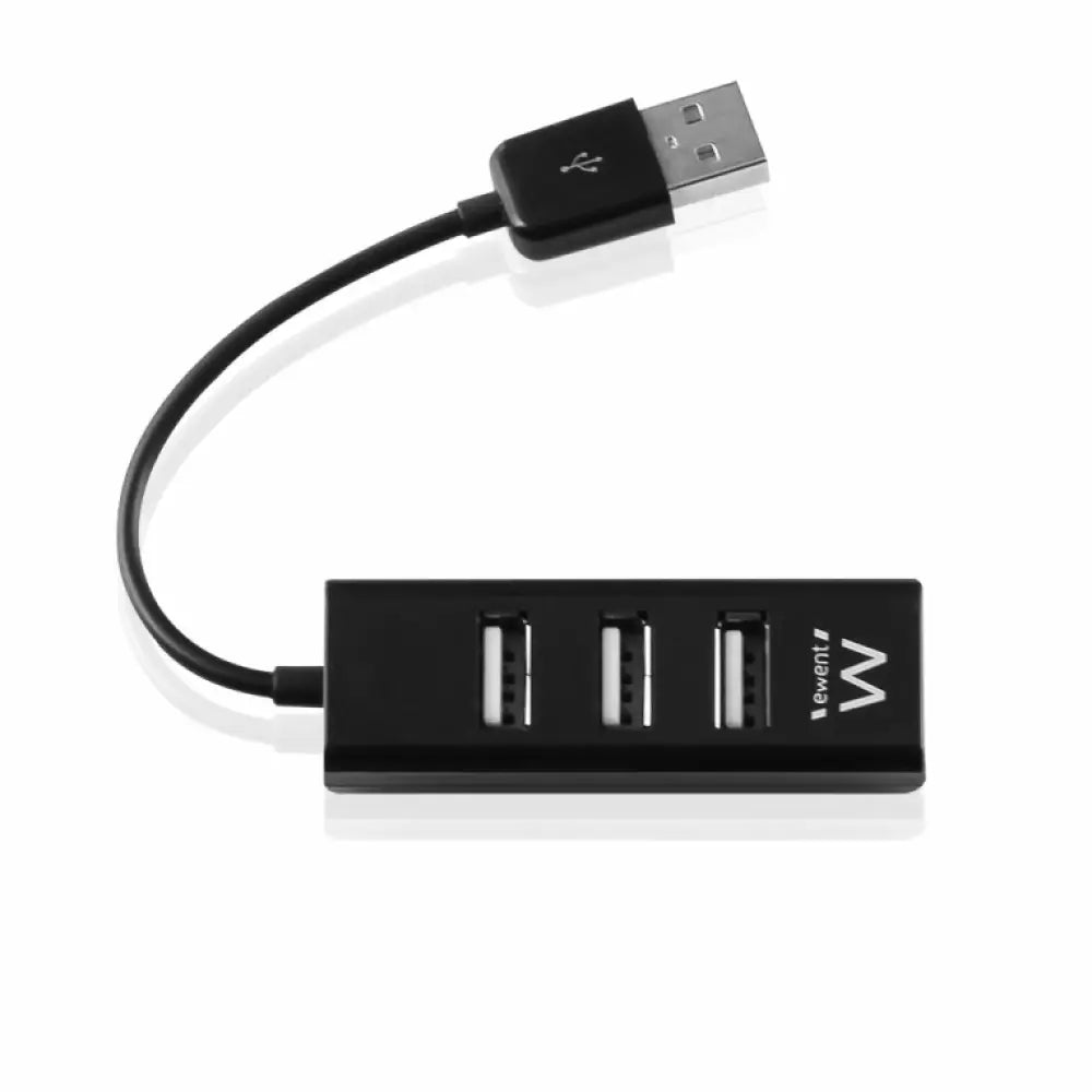 Hub USB EWENT EW1123 negro, interfaz USB 2.0, conecta múltiples dispositivos a tu computadora, velocidad de 480 Mbit/s.