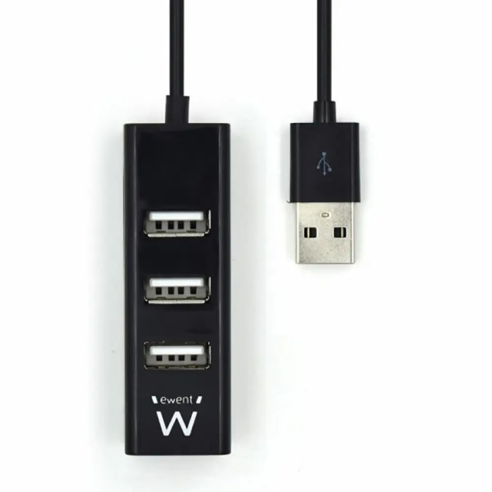 Hub USB EWENT EW1123 negro con puertos USB 2.0 y velocidad de 480 Mbit/s, conexión sencilla y compacta.