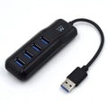 Hub USB EWENT EW1138 con 4 puertos USB 3.1 Gen1, compatible con USB 3.0, conectado a computadora en escritorio.
