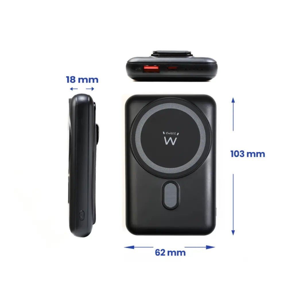 Ewent EW1162 batería externa Polímero de litio Cargador inalámbrico Negro - detalle