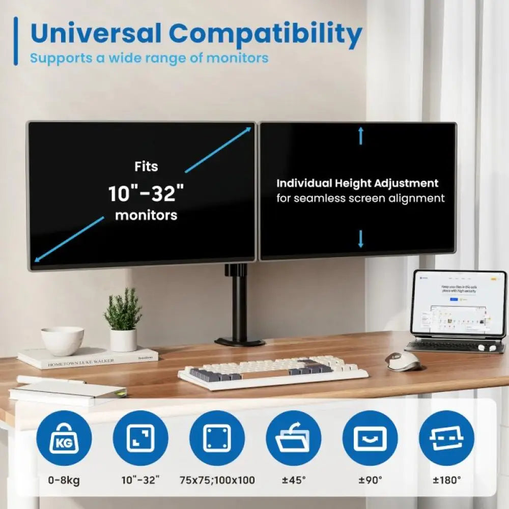 EWENT EW1512 Soporte mesa 2 monitor 13-32" - detalle