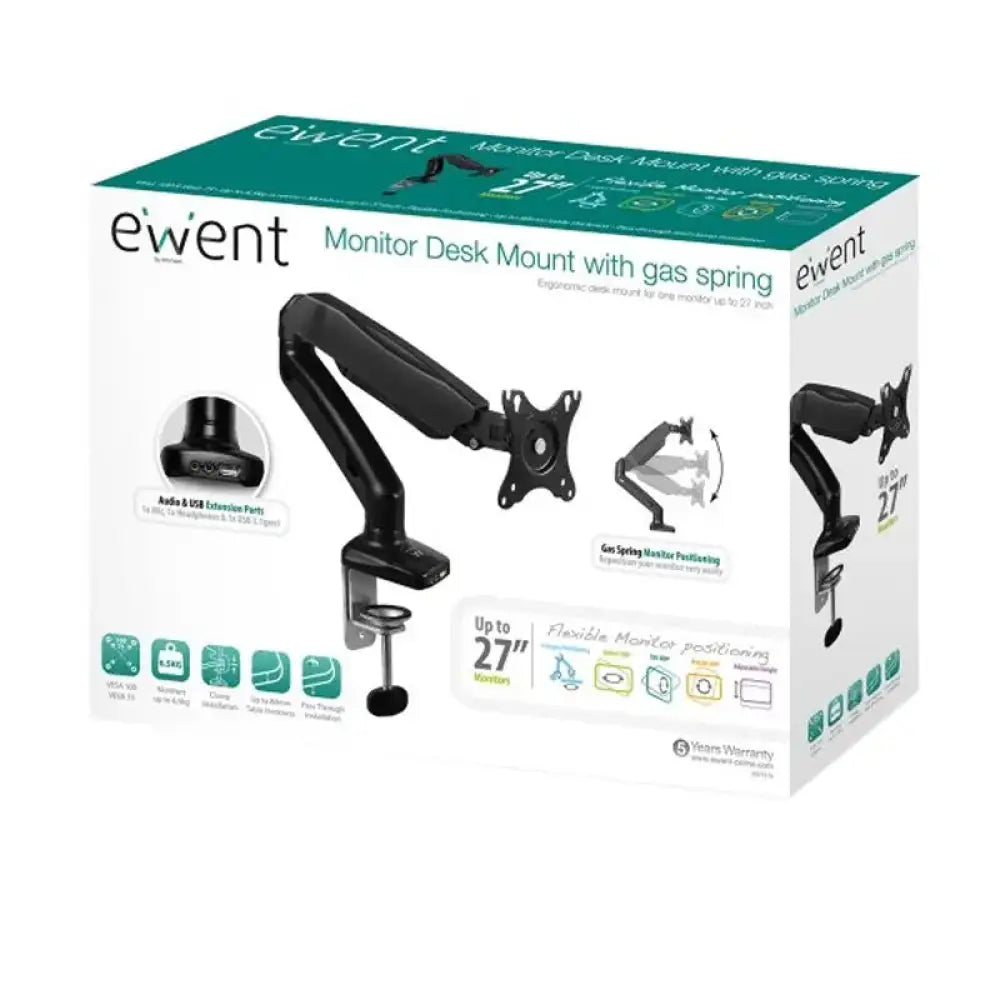 EWENT EW1515 Sop.TV Mesa Gas 1 Moni.27"-34" USB-Mi - detalle