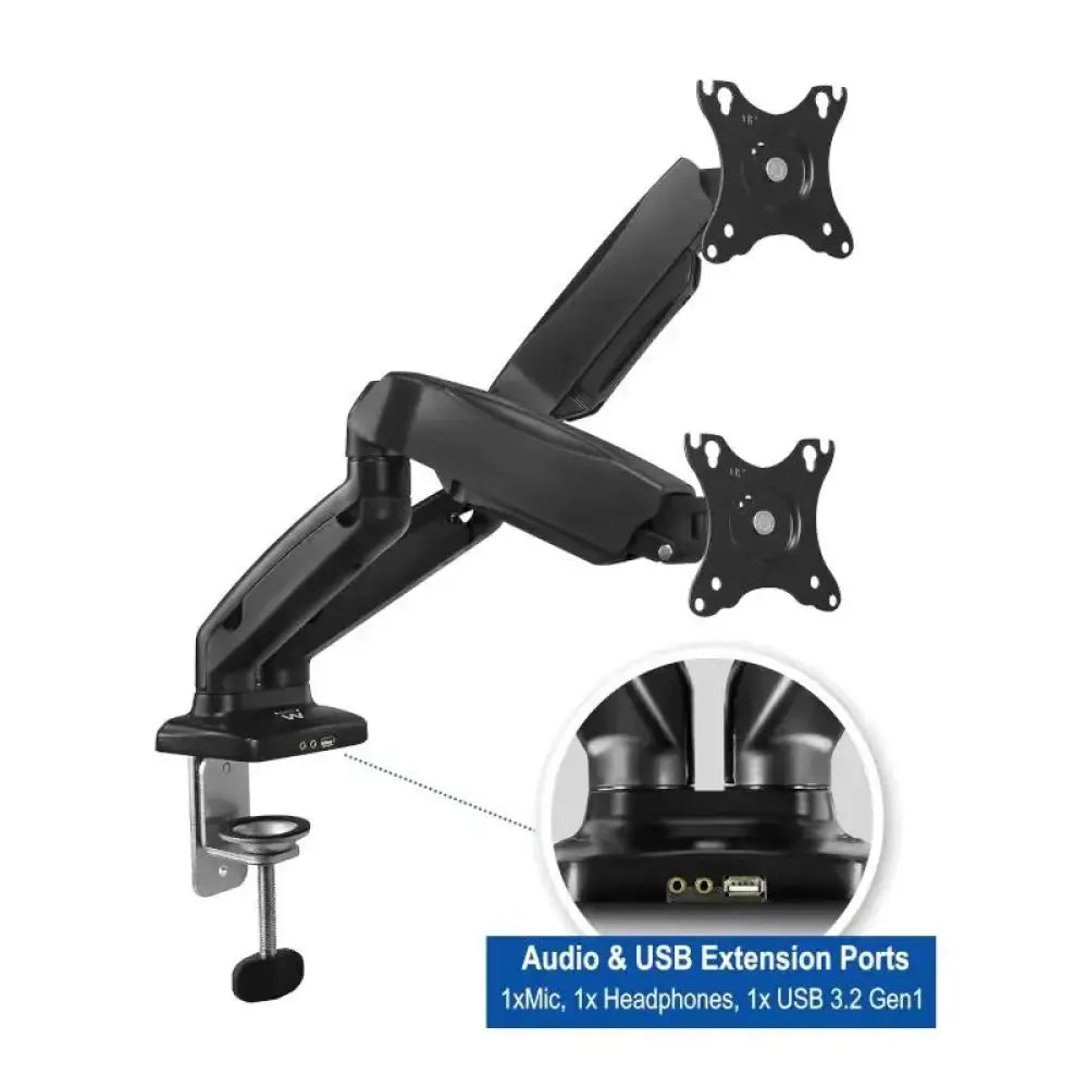 Soporte de mesa EWENT EW1516 para TV y monitor de 27 a 34 pulgadas con puerto USB y micrófono integrado.
