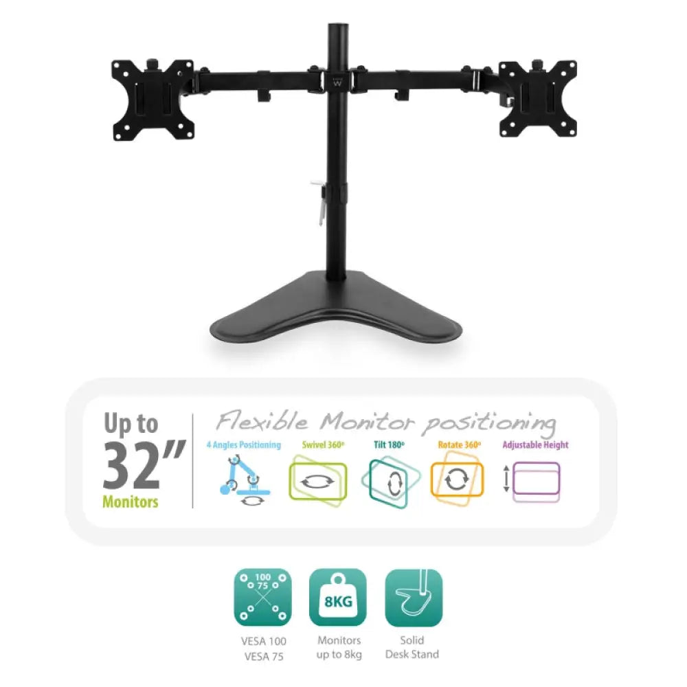 Soporte de sobremesa EMINENT EWENT EW1536 para 2 monitores de 32 pulgadas, compatible con televisores y pantallas.
