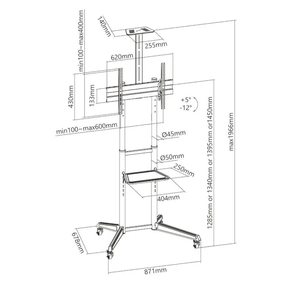 EWENT EW1539 Soporte suelo con ruedas tv 37" a 70" - detalle