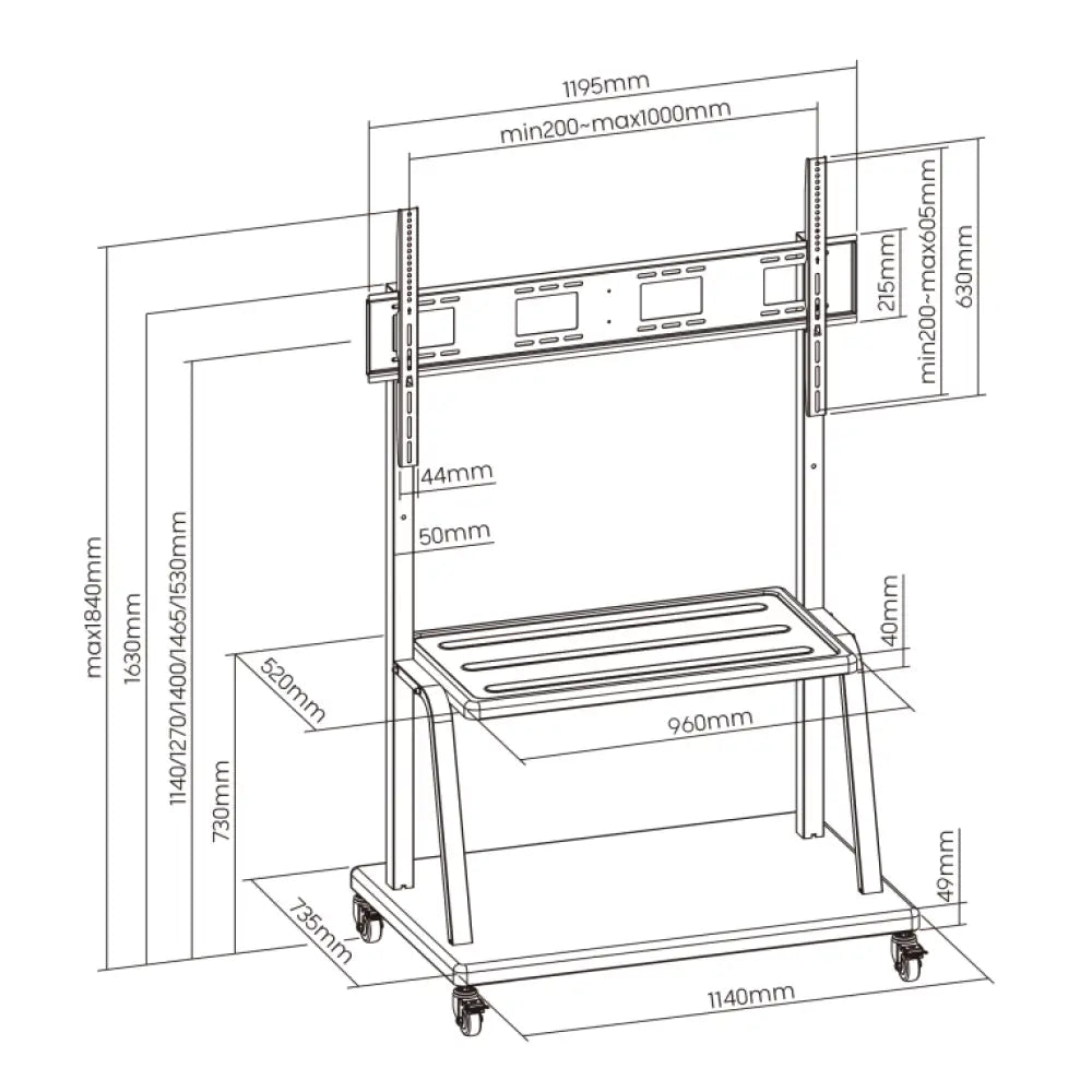 Ewent EW1541 soporte para pantalla de señalización 3.05 m (120") Negro - detalle