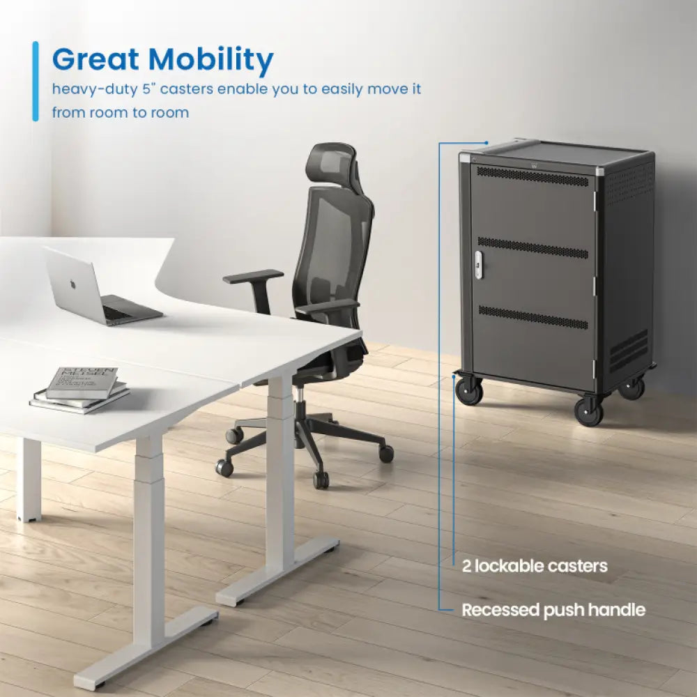 Ewent EW1701 carrito y armario de dispositivo portátil Armario de gestión y carga para dispositivos portátiles Negro. Gris - detalle