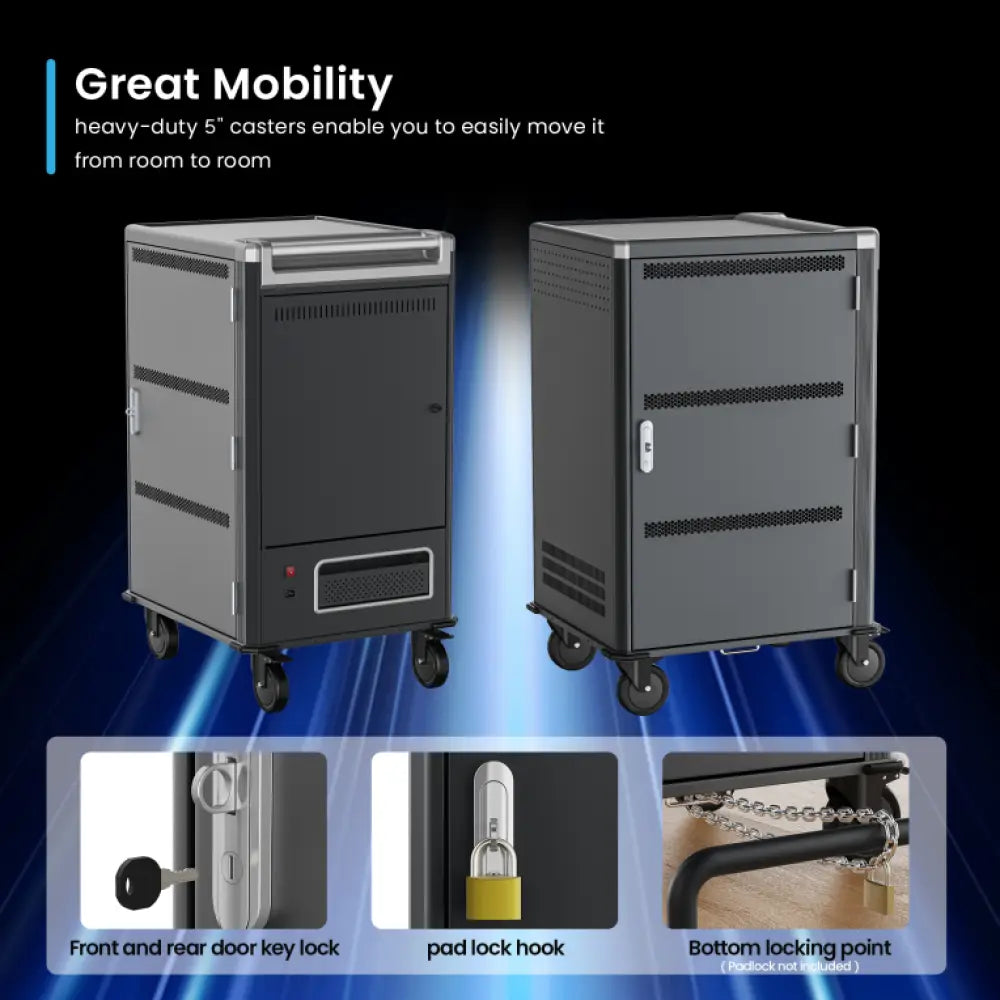 Ewent EW1701 carrito y armario de dispositivo portátil Armario de gestión y carga para dispositivos portátiles Negro. Gris - detalle