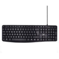 Teclado USB EWENT EW3001 para escritura silenciosa, con teclas cómodas y diseño compacto en color negro.