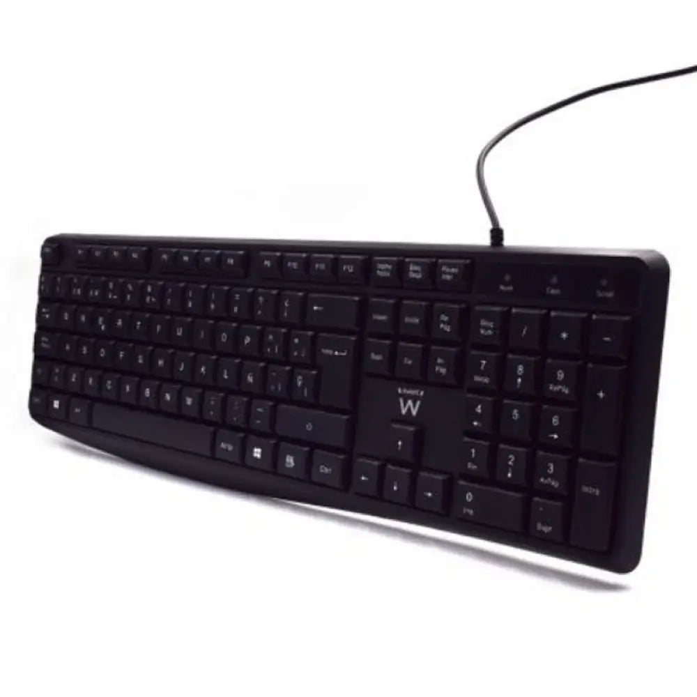 Teclado USB EWENT EW3001 para escritura silenciosa, con teclas suaves y diseño compacto.