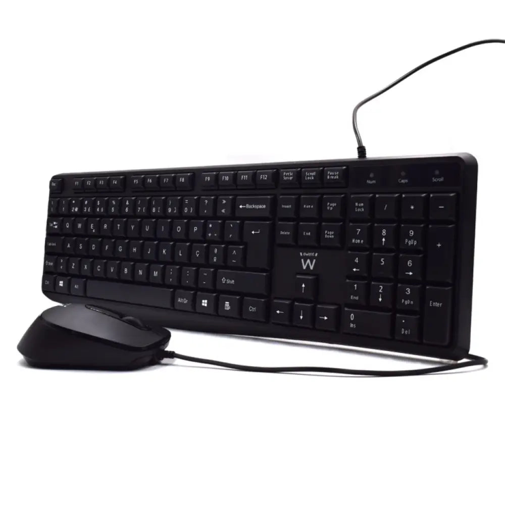 Teclado y ratón EWENT EW3007 en color negro, teclado USB QWERTY en español para oficina, incluye ratón.