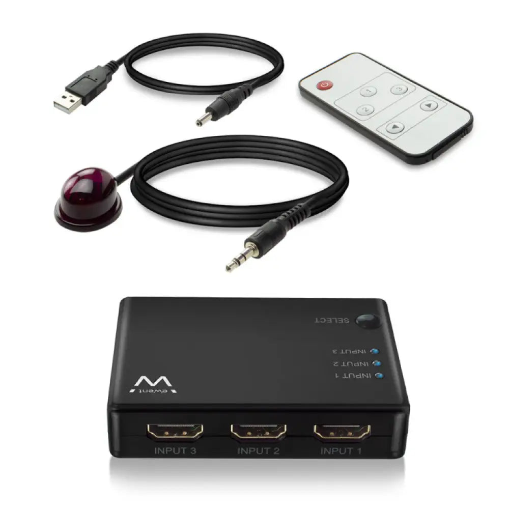 Interruptor de video HDMI EWENT EW3730 con varias entradas HDMI para gestionar múltiples dispositivos de video.