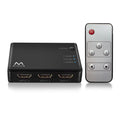 Conmutador HDMI EWENT EW3730 con 3 puertos, resolución 4K a 30Hz y control remoto para cambiar entre dispositivos de video.