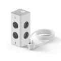 Regleta Ewent EW3864 con 8 tomas de corriente, 2 puertos USB-A y 2 USB-C, base múltiple gris para uso interior.